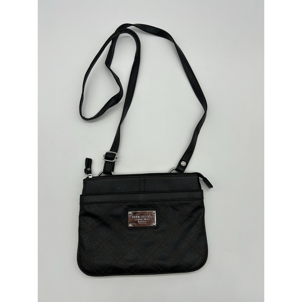 Relic by Fossil Black Faux Pebbled Leather Crossbody Bag Messenger Slim Purse